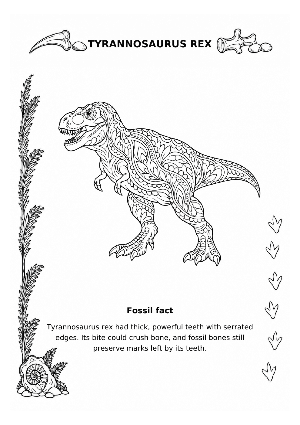 Tyrannosaurus rex colouring page preview